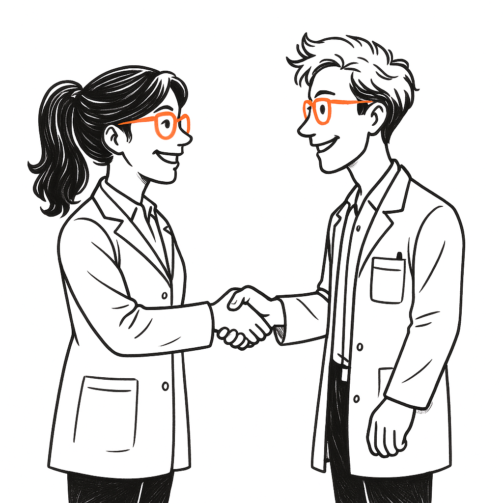 Radiologista e dentista conversando e analisando um exame.